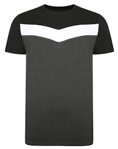 Bigdude Chevron Cut & Sew T-Shirt Charcoal